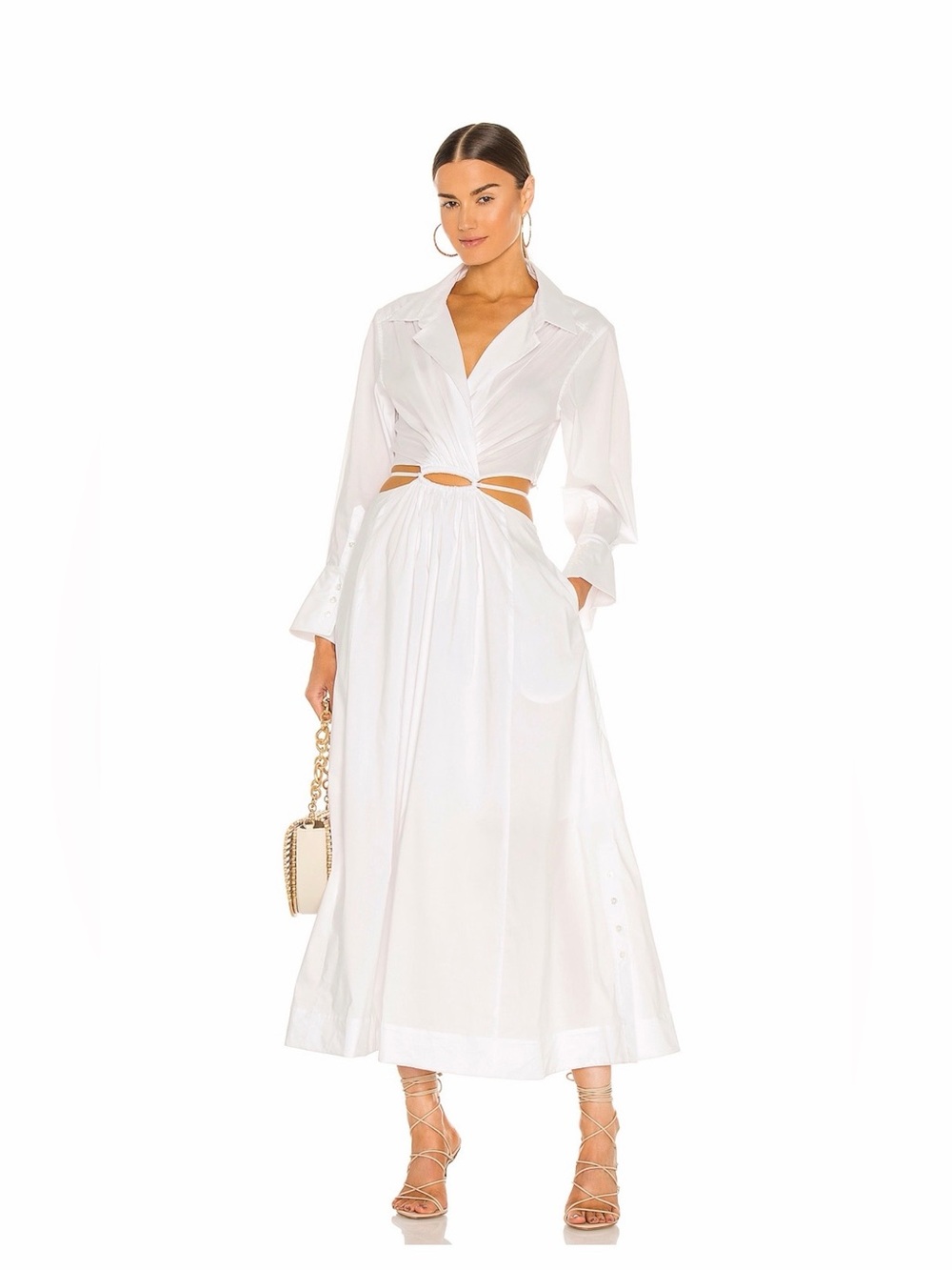 Jonathan Simkhai White Cutout Shirt Maxi Dress